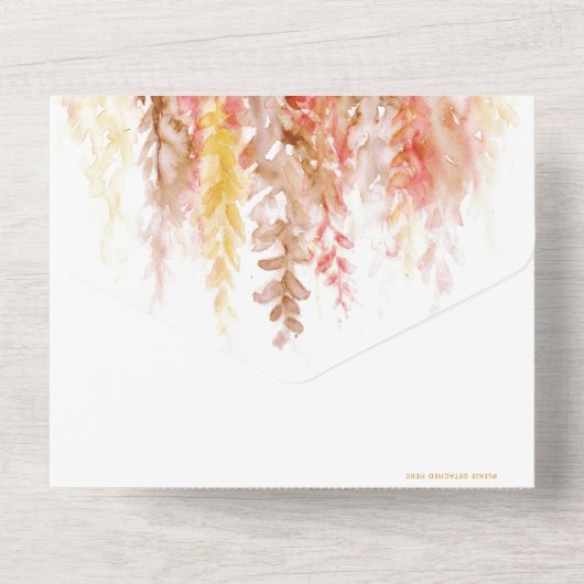 Waterverf herfst bruin rood sinaasappel wijnstok m all in one uitnodiging (Achterkant)