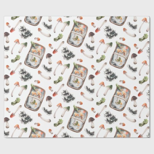 Waterverf herfst champignons, verpakt papier (Vlak)