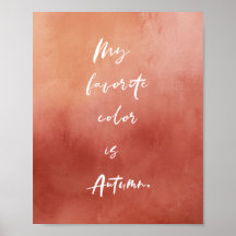Waterverf herfst citaat verbrande oranje poster (m