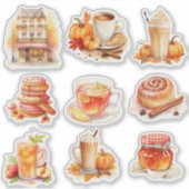 Waterverf Herfst coffeeshop plakboek briefpapier Sticker (Voorkant)