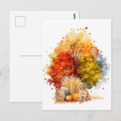 Waterverf Herfst Dog Design- Golden Retriever Briefkaart (Voorkant / Achterkant)