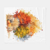 Waterverf Herfst Dog Design- Golden Retriever Fleece Deken (Voorkant (Horizontaal))