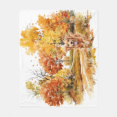 Waterverf Herfst Dog Design- Golden Retriever Fleece Deken (Voorkant)