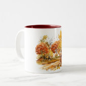 Waterverf Herfst Dog Design- Golden Retriever Tweekleurige Koffiemok (Voorkant links)