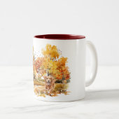 Waterverf Herfst Dog Design- Golden Retriever Tweekleurige Koffiemok (Voorkant rechts)