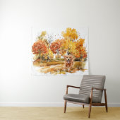 Waterverf Herfst Dog Design- Golden Retriever Wandkleed (In Situ (horizontaal))