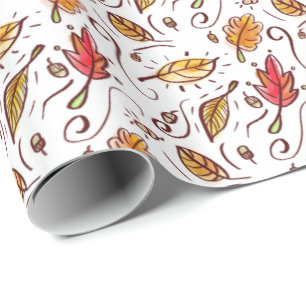 Waterverf Herfst Doodles Cadeaupapier