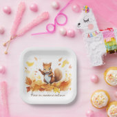 Waterverf herfst eekhoorn met bladeren papieren bordje (Feest)