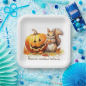 Waterverf herfst eekhoorn met Jack-o-lantaarn Papieren Bordje (Feest)