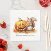 Waterverf herfst eekhoorn met Jack-o-lantaarn Servet (Insitu)