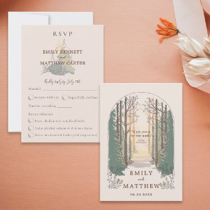 Waterverf Herfst Eenvoudig Elegant Script Forest Q RSVP Kaartje