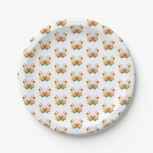 Waterverf Herfst Elegant Vlinderpatroon  Papieren Bordje
