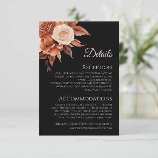 Waterverf herfst Elegantie-bruiloft- Informatiekaartje (Staand voorkant)