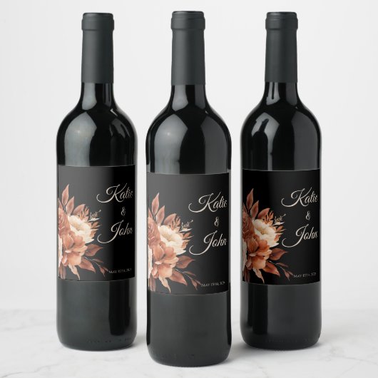 Waterverf herfst Elegantie-bruiloft- Wijn Etiket (Flessen)