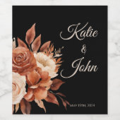 Waterverf herfst Elegantie-bruiloft- Wijn Etiket (Enkel label)