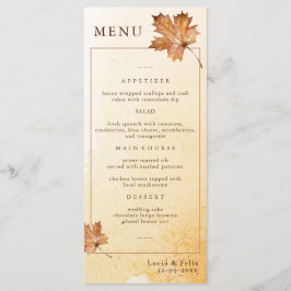Waterverf herfst esdoorn blad bruiloft diner menu