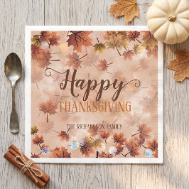 Waterverf Herfst Esdoornbladeren Familie Thanksgiv Servet