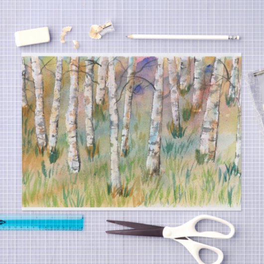 Waterverf Herfst Espenbomen Tissuepapier (Craft)