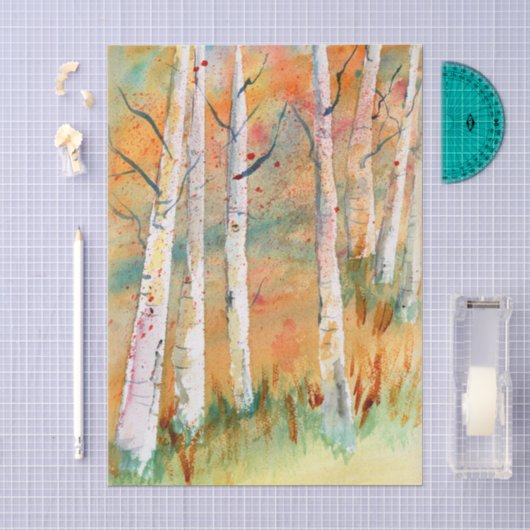 Waterverf Herfst Espenbomen Tissuepapier (Craft)