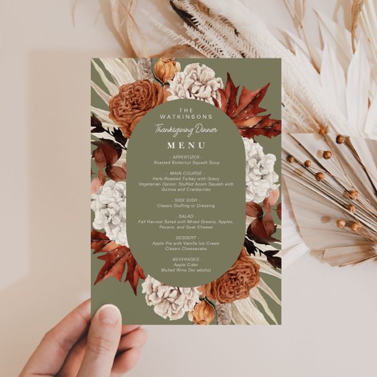 waterverf herfst floraal lijst Thanksgiving menu