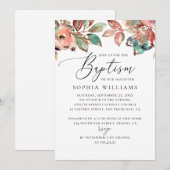 Waterverf herfst floral blueberry script baptisme kaart (Voorkant / Achterkant)