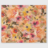 Waterverf herfst Floral Collage Cadeaupapier (Vlak)