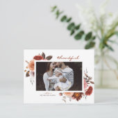 Waterverf Herfst Floral Foto Thanksgiving Feestdagenkaart (Staand voorkant)