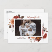Waterverf Herfst Floral Foto Thanksgiving Feestdagenkaart (Voorkant / Achterkant)