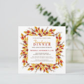 Waterverf Herfst Floral Friendsgiving Dinner Kaart (Staand voorkant)