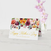 Waterverf Herfst Floral Garland Happy Moederdag Folie Feestdagenkaart (Orchidee)
