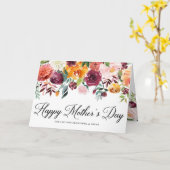 Waterverf Herfst Floral Garland Happy Moederdag Kaart (Gele Bloem)