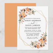 Waterverf herfst Floral Geo Lijst Peach Kaart (Voorkant / Achterkant)