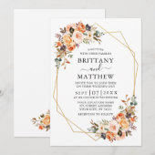Waterverf herfst Floral Geo Lijst Wedding Kaart (Voorkant / Achterkant)