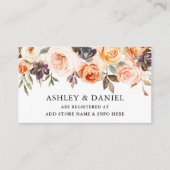 Waterverf herfst Floral Peach Wedding Registry Informatiekaartje (Voorkant)