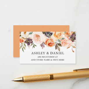 Waterverf herfst Floral Peach Wedding Registry Informatiekaartje