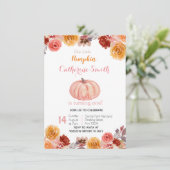 Waterverf Herfst Floral Pumpkin 1ste verjaardag Kaart (Staand voorkant)