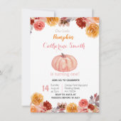 Waterverf Herfst Floral Pumpkin 1ste verjaardag Kaart (Voorkant)