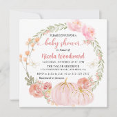 Waterverf Herfst Floral Pumpkin Baby shower Kaart (Voorkant)