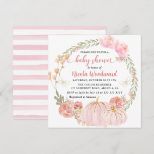 Waterverf Herfst Floral Pumpkin Baby shower Kaart