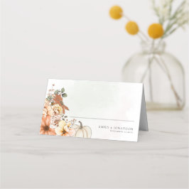 Waterverf Herfst Floral Pumpkin Datum huwelijk Plaatskaartje