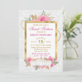 Waterverf Herfst Floral Pumpkin Sweet Sixteen Kaart (Staand voorkant)