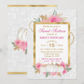 Waterverf Herfst Floral Pumpkin Sweet Sixteen Kaart (Voorkant / Achterkant)