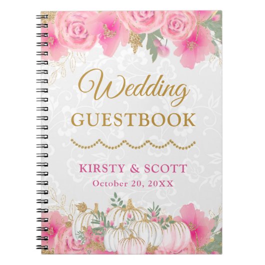 Waterverf Herfst Floral Pumpkin Wedding Guest Book Notitieboek (Voorkant)