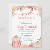 Waterverf Herfst Floral Pumpkins Sweet Sixteen Kaart (Voorkant)