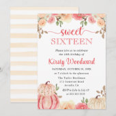 Waterverf Herfst Floral Pumpkins Sweet Sixteen Kaart (Voorkant / Achterkant)