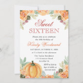 Waterverf Herfst Floral Pumpkins Sweet Sixteen Kaart (Voorkant)