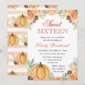 Waterverf Herfst Floral Pumpkins Sweet Sixteen Kaart (Voorkant / Achterkant)