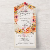 Waterverf Herfst Floral Wedding All In One Uitnodiging (Binnen)