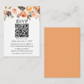 Waterverf herfst Floral Wedding Peach QR RSVP Informatiekaartje (Voorkant / Achterkant)