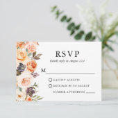 Waterverf herfst Floral Wedding Peach RSVP Kaartje (Staand voorkant)
